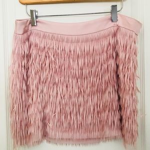 💕 Romantic Blush pink fringe mini skirt (size 8)